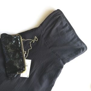 J. Crew | Fit and Flare Strapless Dress | Black